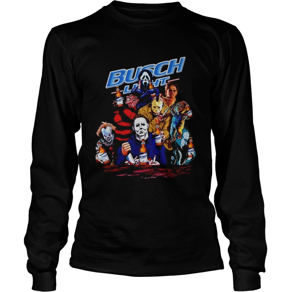 Halloween Horror Characters drinking Busch Light LongSleeve