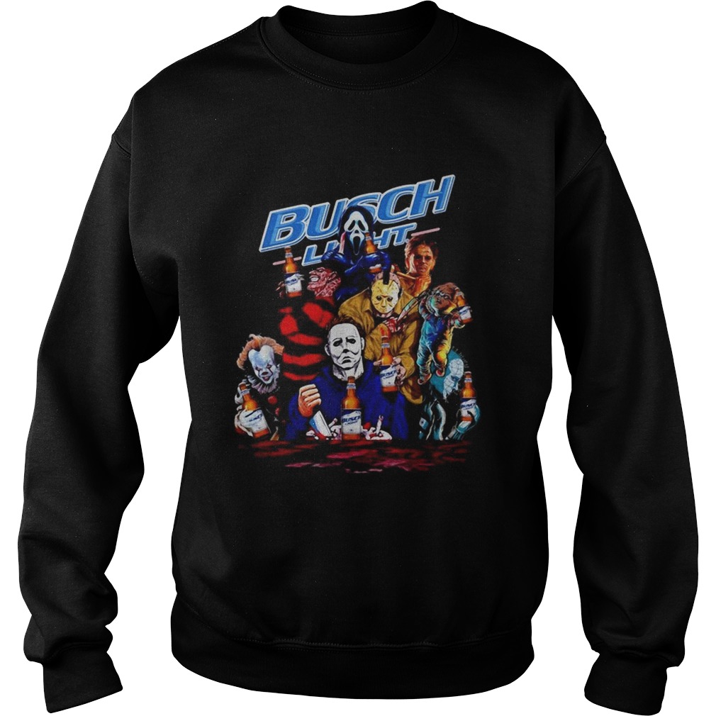 Halloween Horror Characters drinking Busch Light Sweatshirt