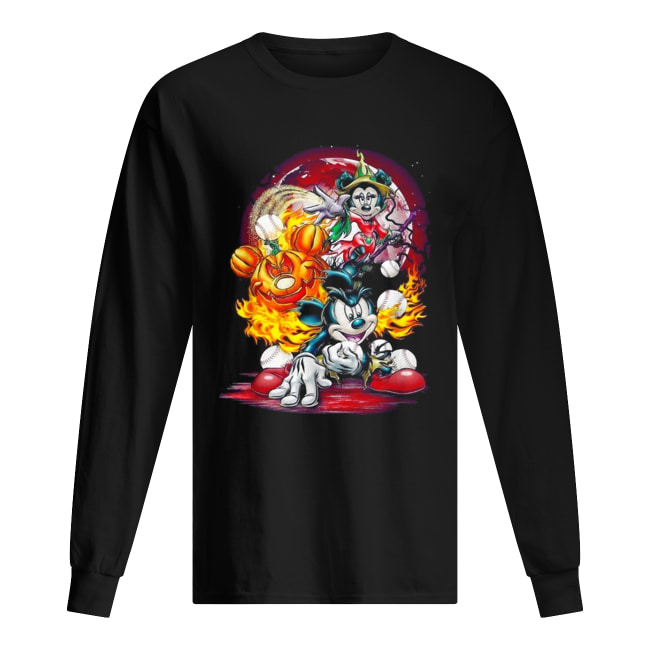 Halloween Mickey Mouse Baseball Long Sleeved T-shirt 