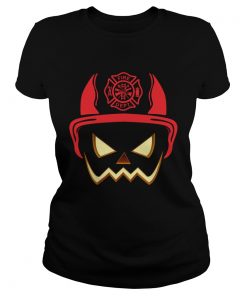 Halloween Pumpkin Firefighter Helmet Funny Dad Husband Shirt Classic Ladies