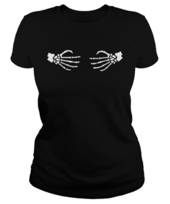 Halloween Skeleton Wrap Around Hands Womens Shirt Classic Ladies