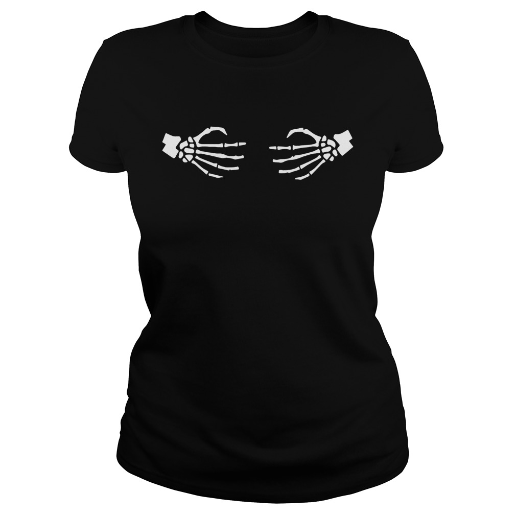 Halloween Skeleton Wrap Around Hands Womens Shirt Classic Ladies