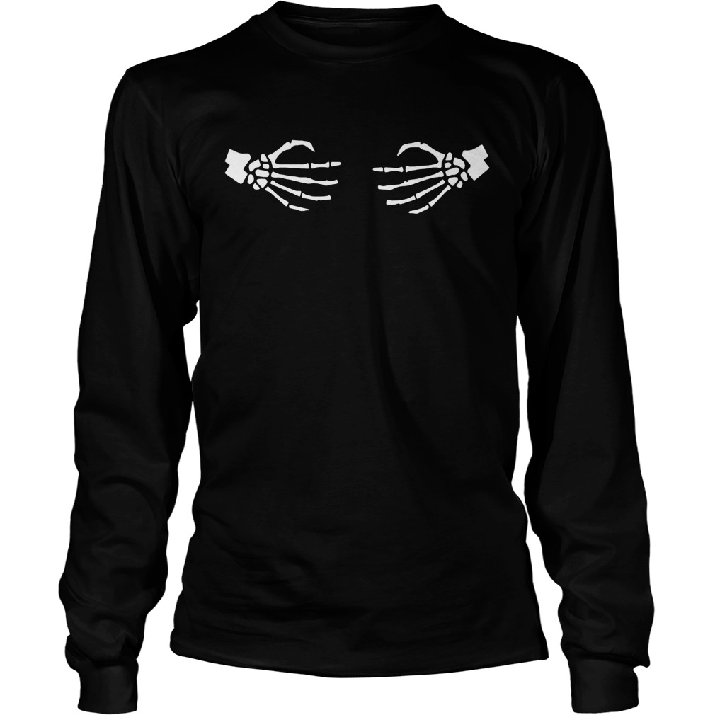 Halloween Skeleton Wrap Around Hands Womens Shirt LongSleeve