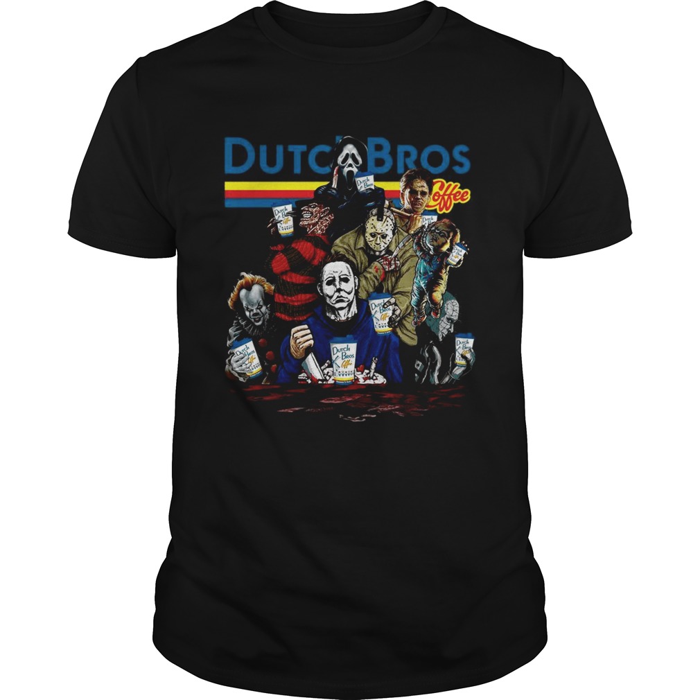 Horror Character movie Dutch Bros coffee shirt