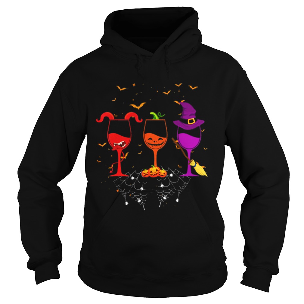 Hot Three Wine Glasses Funny Halloween Gifts Hoodie