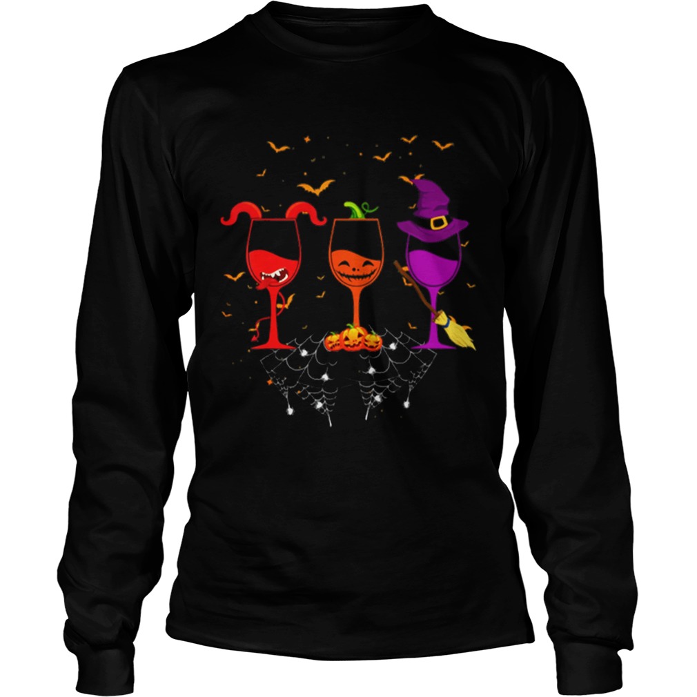 Hot Three Wine Glasses Funny Halloween Gifts LongSleeve