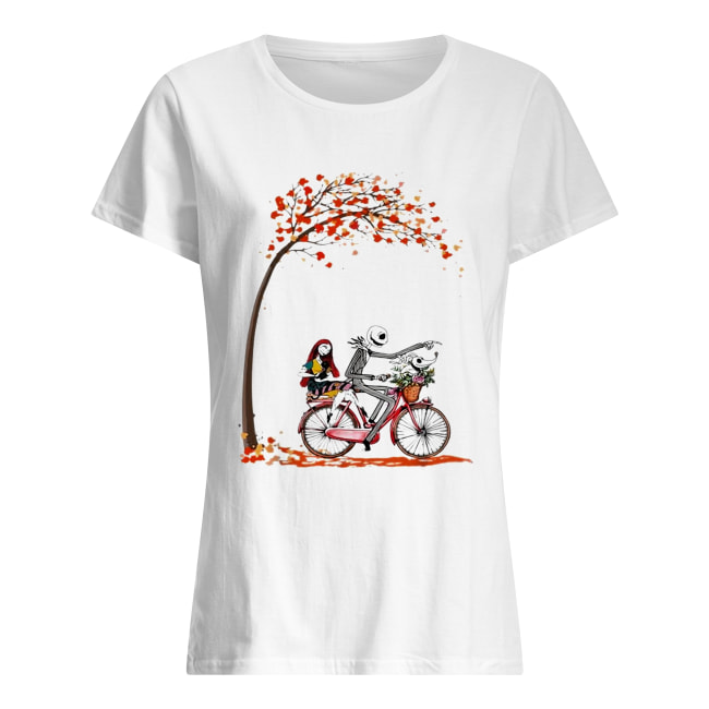 Jack Skellington riding bicycle Sally and Zero Autumn Classic Women's T-shirt