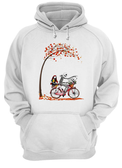 Jack Skellington riding bicycle Sally and Zero Autumn Unisex Hoodie