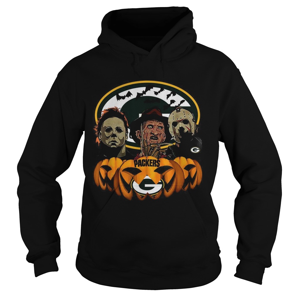 Michael Myers Jason Voorhees and Freddy Krueger Green Bay Packers Halloween Hoodie