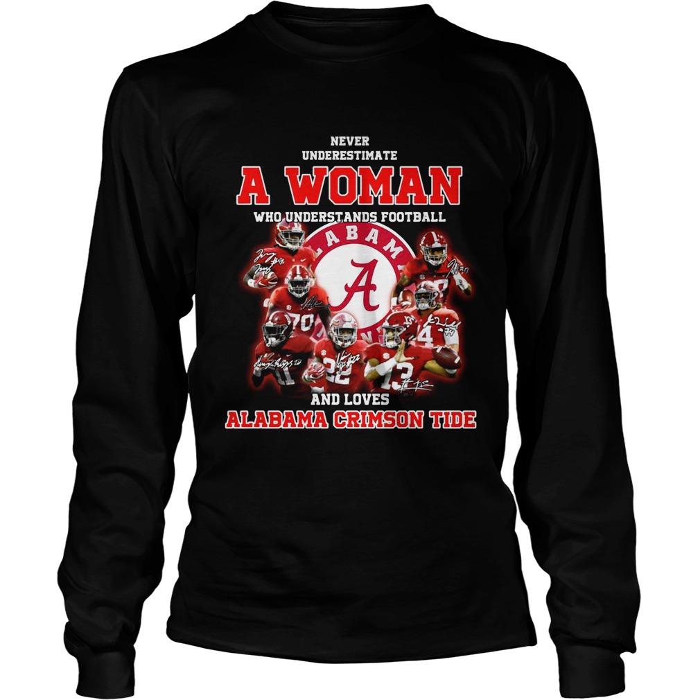 Never underestimate a woman who understands football and loves Alabama Crimson Tide LongSleeve