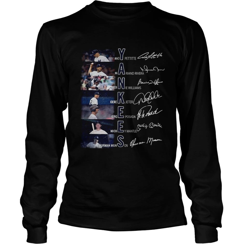 New York Yankees Andy Pettitte Mariano Rivera Bernie Williams signatures LongSleeve