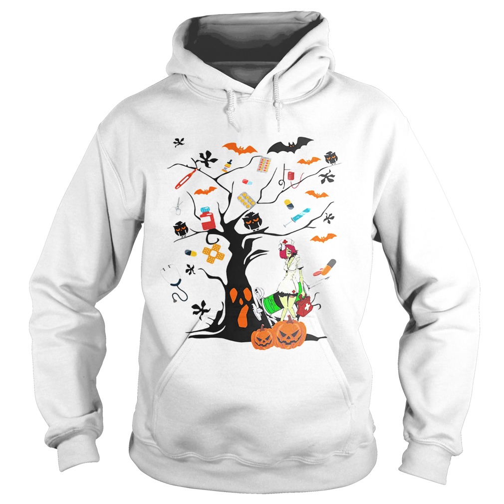 Nurse ghost Halloween tree Hoodie