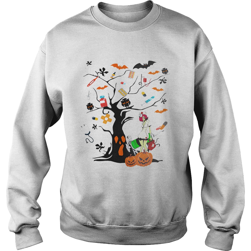 Nurse ghost Halloween tree Sweatshirt