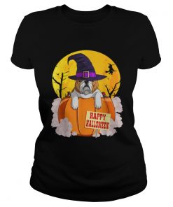 Original Happy Halloween English Bulldog Pumpkin Witch  Classic Ladies