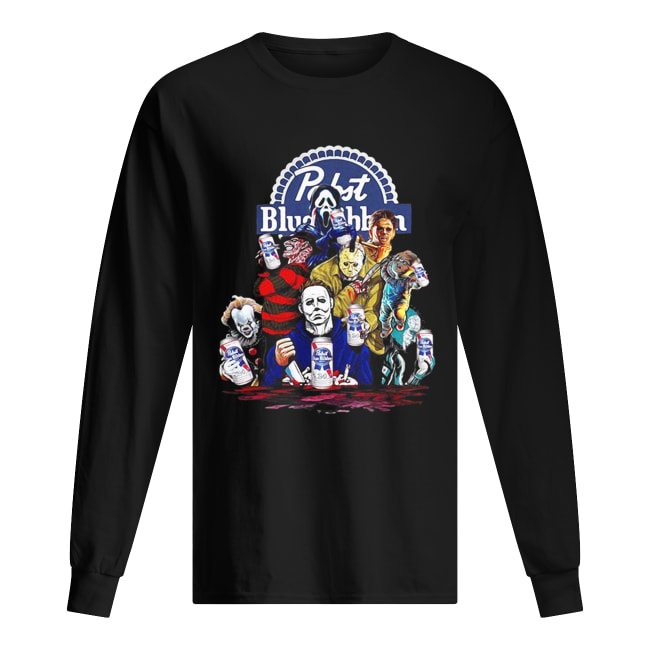 Pabst Blue Ribbon Horror characters Halloween Long Sleeved T-shirt 