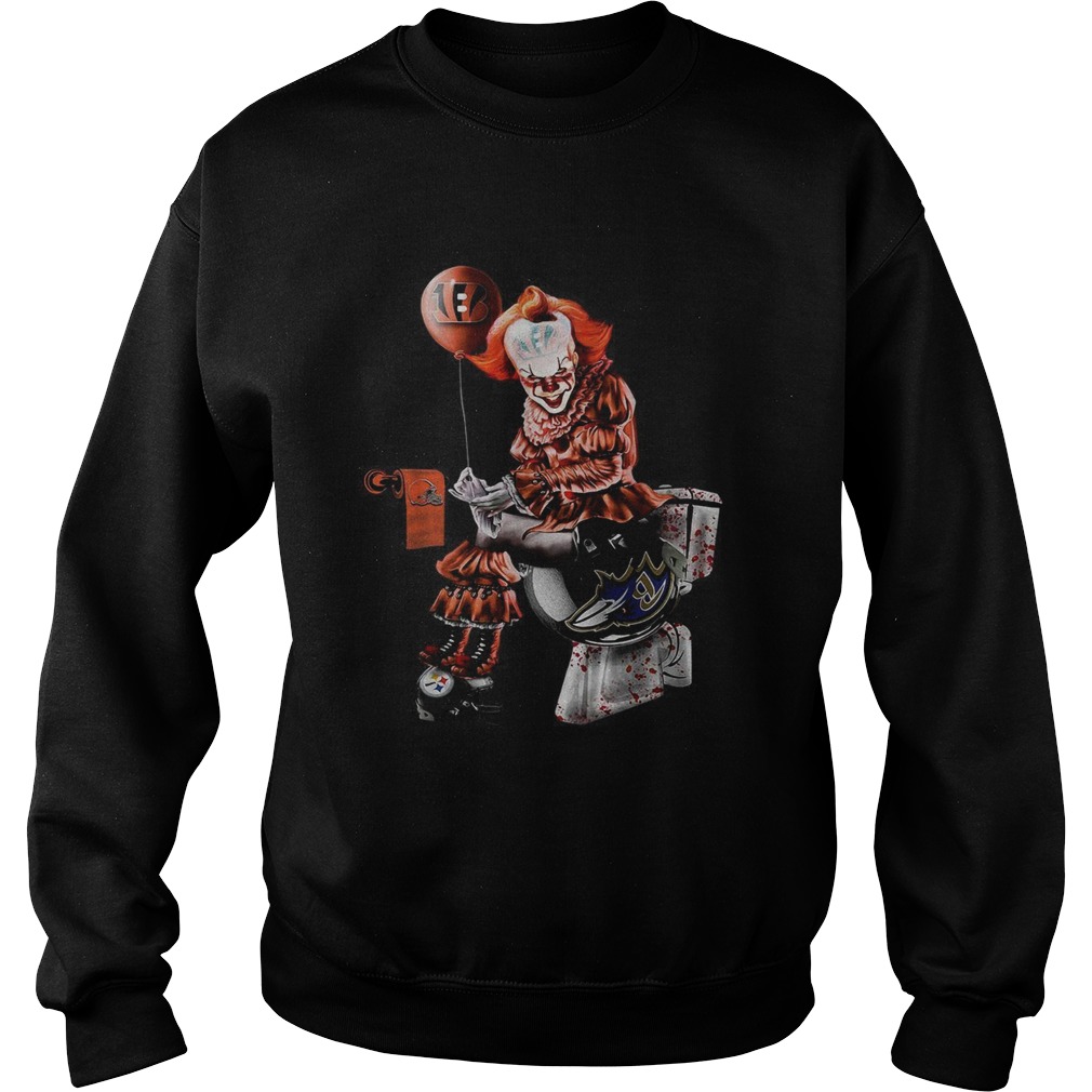 Pennywise Cincinnati Bengals Cleveland Browns Pittsburgh Steelers and Baltimore Ravens toilet Sweatshirt