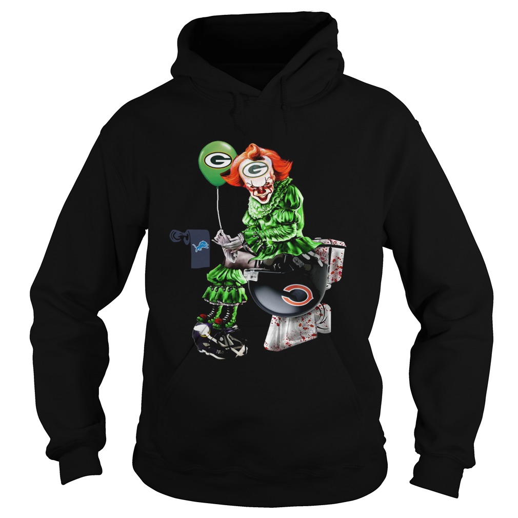 Pennywise Green Bay Packers Bears sitting toilet Chicago Bears Hoodie