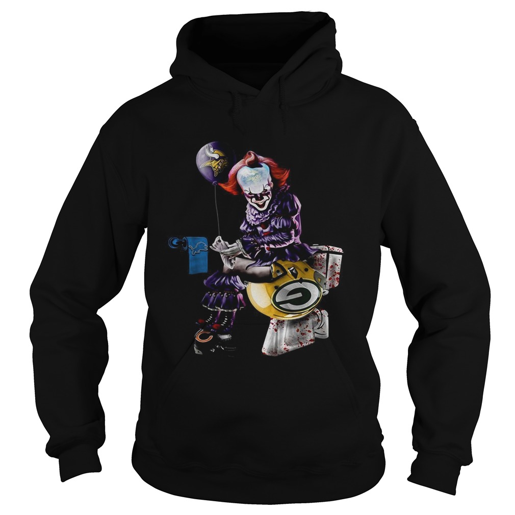 Pennywise Minnesota Vikings Detroit Lions and Green Bay Packers toilet Hoodie