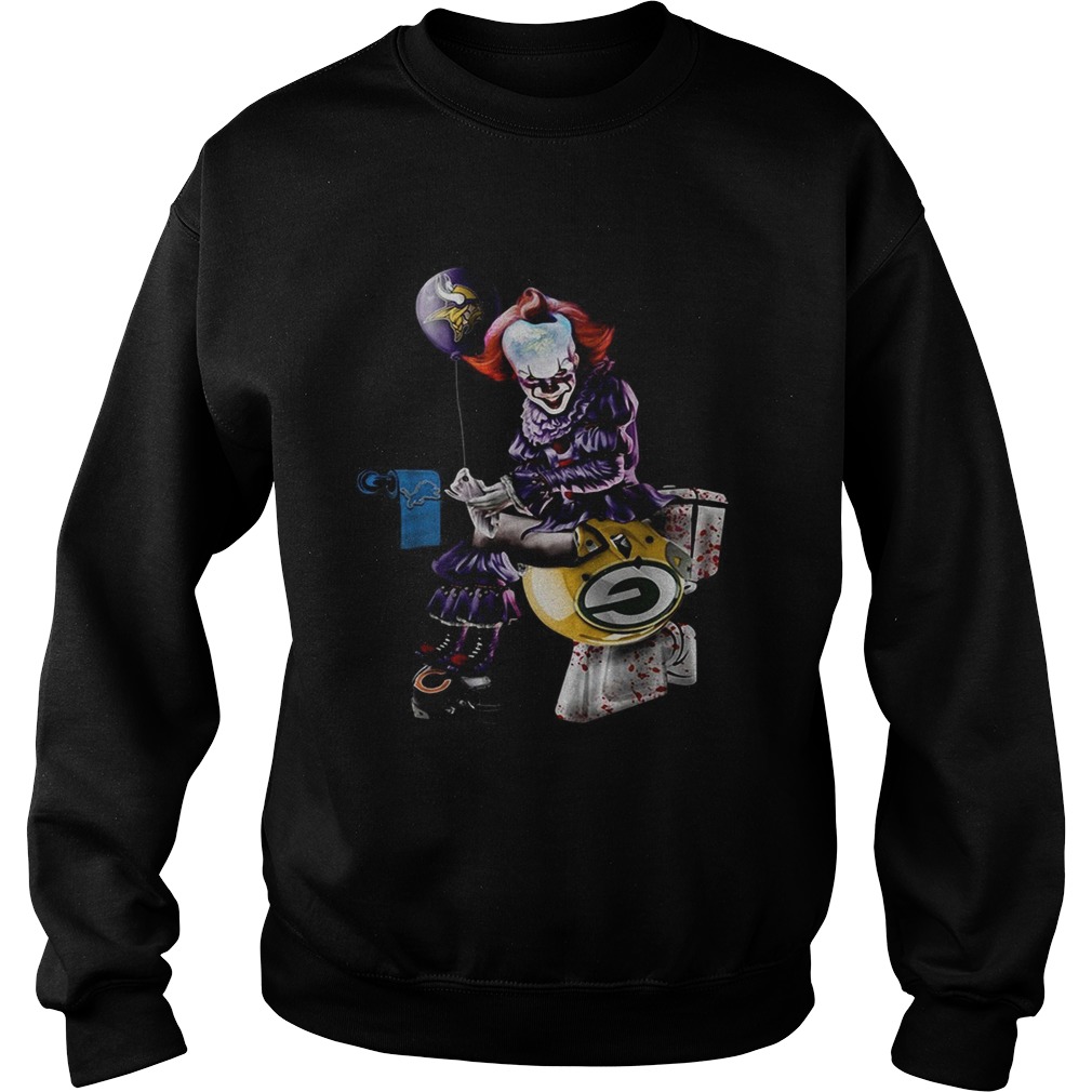 Pennywise Minnesota Vikings Detroit Lions and Green Bay Packers toilet Sweatshirt