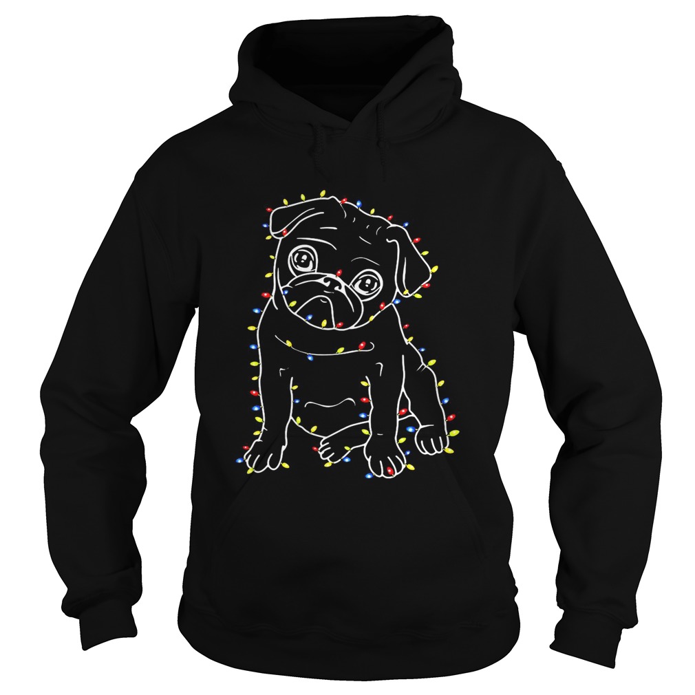 Pug Christmas lights xmas Hoodie