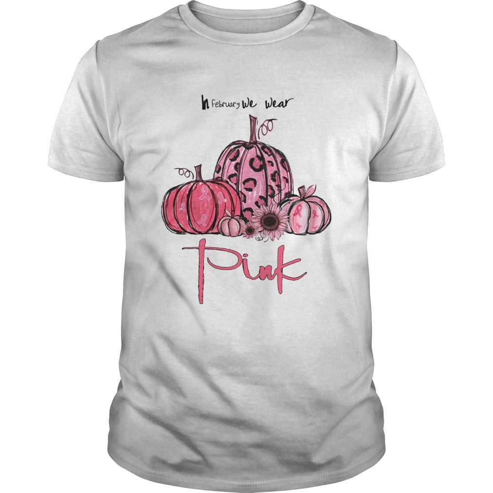 Pumpkin And Sunflower Breast Cancer Awareness In February We Wear Pink Shirt