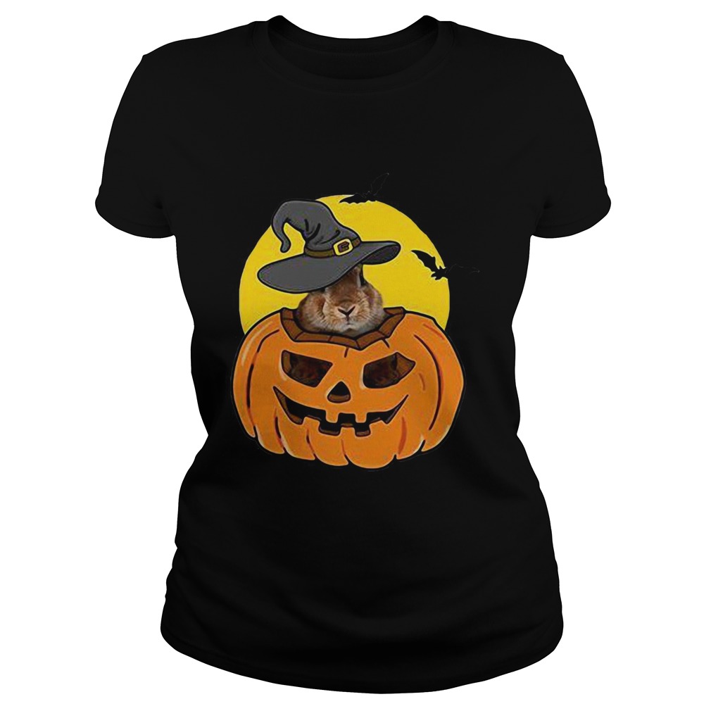 Rabbit in pumpkin wearing witch hat Halloween Classic Ladies