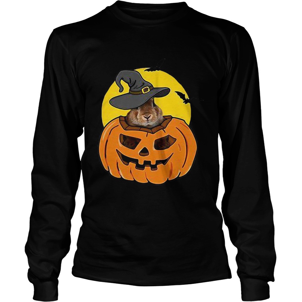 Rabbit in pumpkin wearing witch hat Halloween LongSleeve