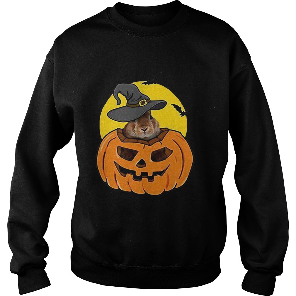 Rabbit in pumpkin wearing witch hat Halloween Sweatshirt