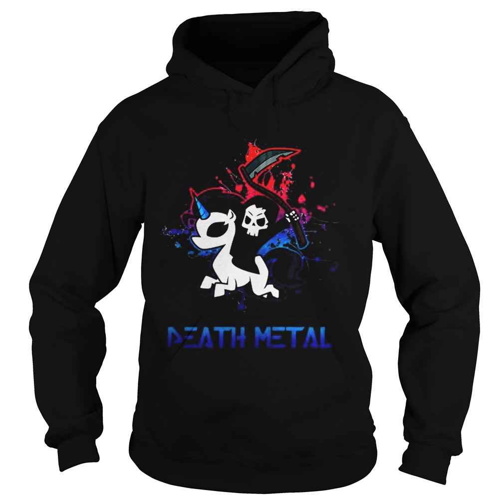 Skeleton riding death metal unicorn Hoodie