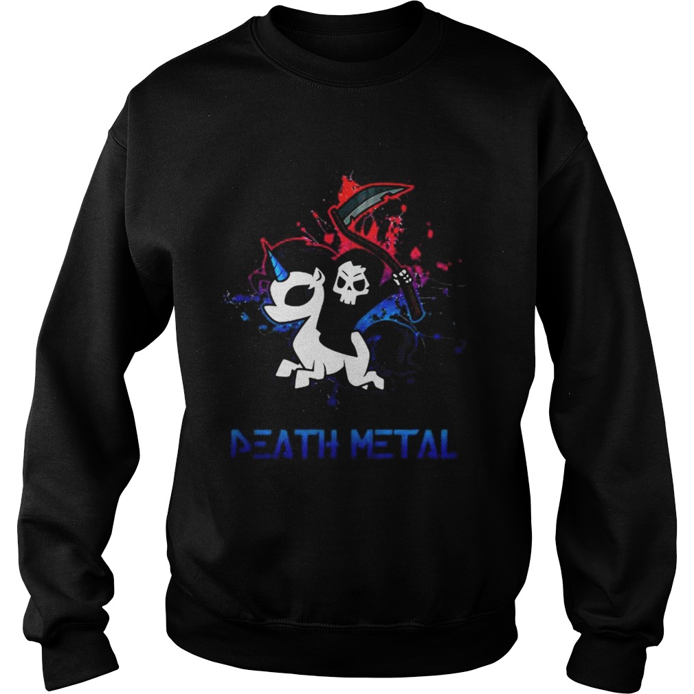 Skeleton riding death metal unicorn Sweatshirt