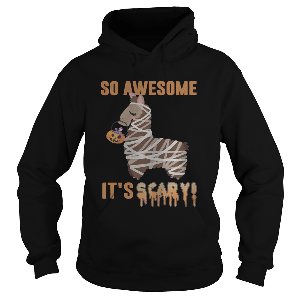 So Awesome Its Scary Mummy Llama Halloween Shirt Hoodie