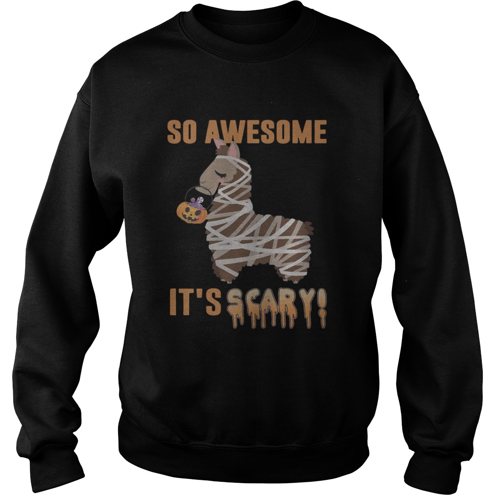 So Awesome Its Scary Mummy Llama Halloween Shirt Sweatshirt