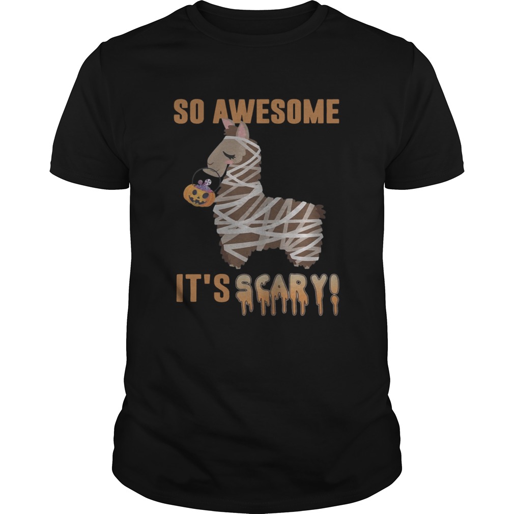 So Awesome Its Scary Mummy Llama Halloween Shirt