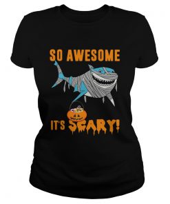 So Awesome Its Scary Pumpkin Mummy Shark Halloween Funny TShirt Classic Ladies