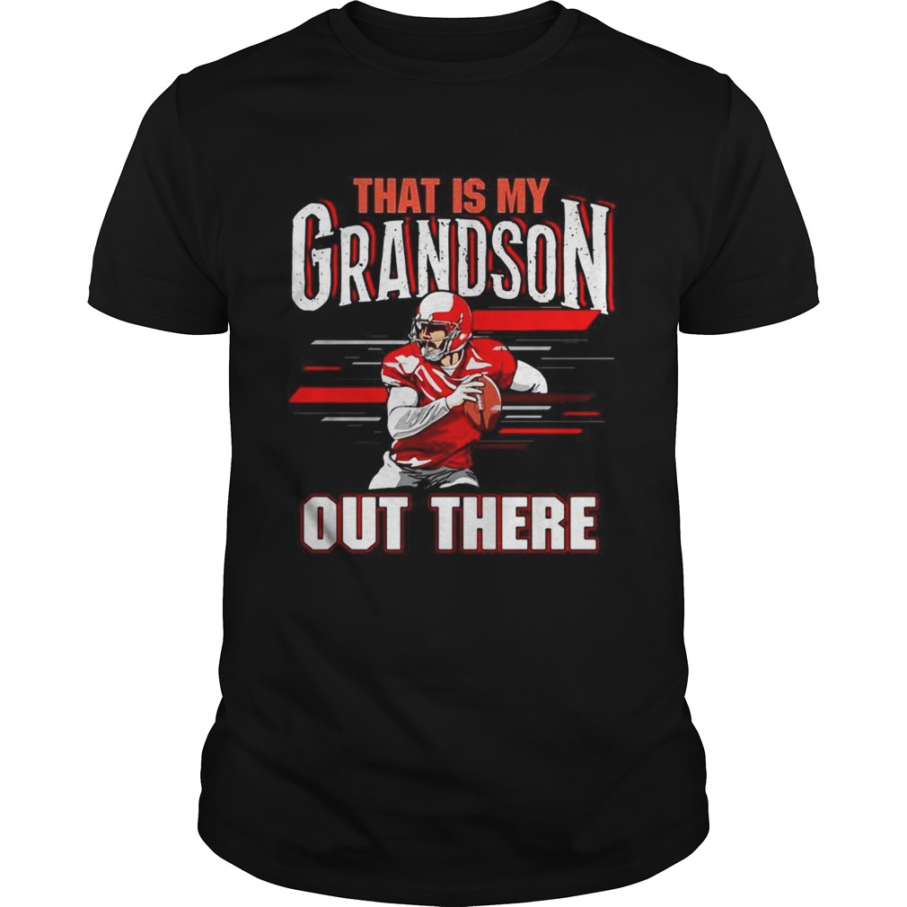 That is my grandson out there football shirt