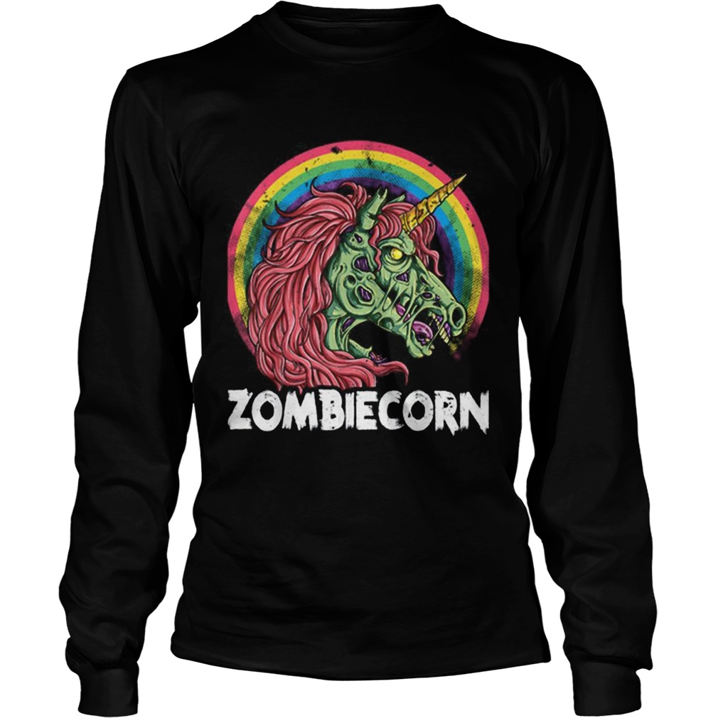 Top Zombiecorn Zombie Unicorn Halloween Women Rainbow LongSleeve