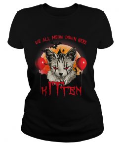 We All Meow Down Here Clown Cat Kitten Halloween TShirt Classic Ladies