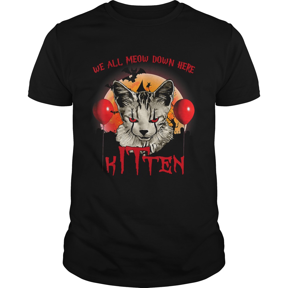 We All Meow Down Here Clown Cat Kitten Halloween TShirt