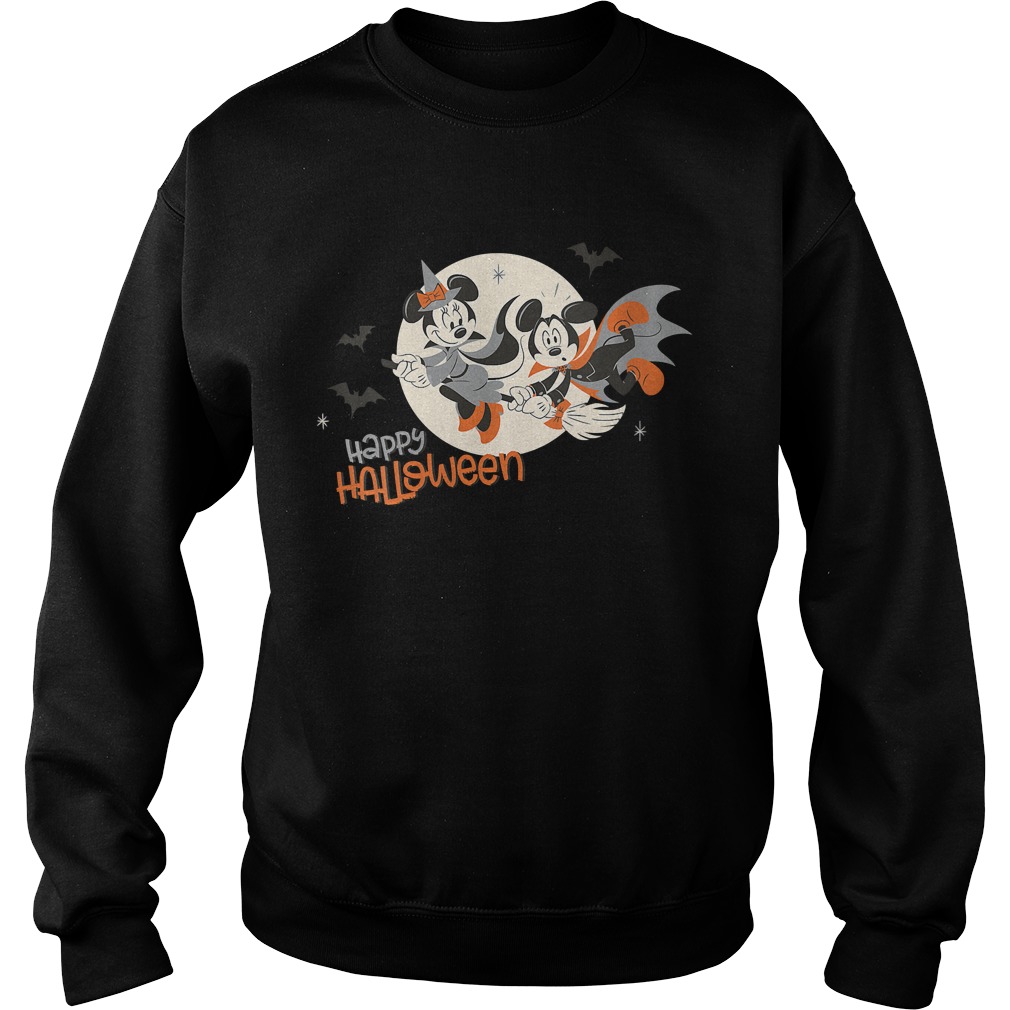 Womens Disney Halloween Minnie and Minnie Flying VNeck TShirt Sweatshirt