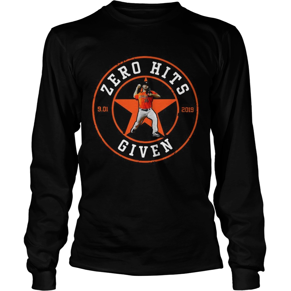 Zero Hits 9 01 2019 given Houston Astros LongSleeve