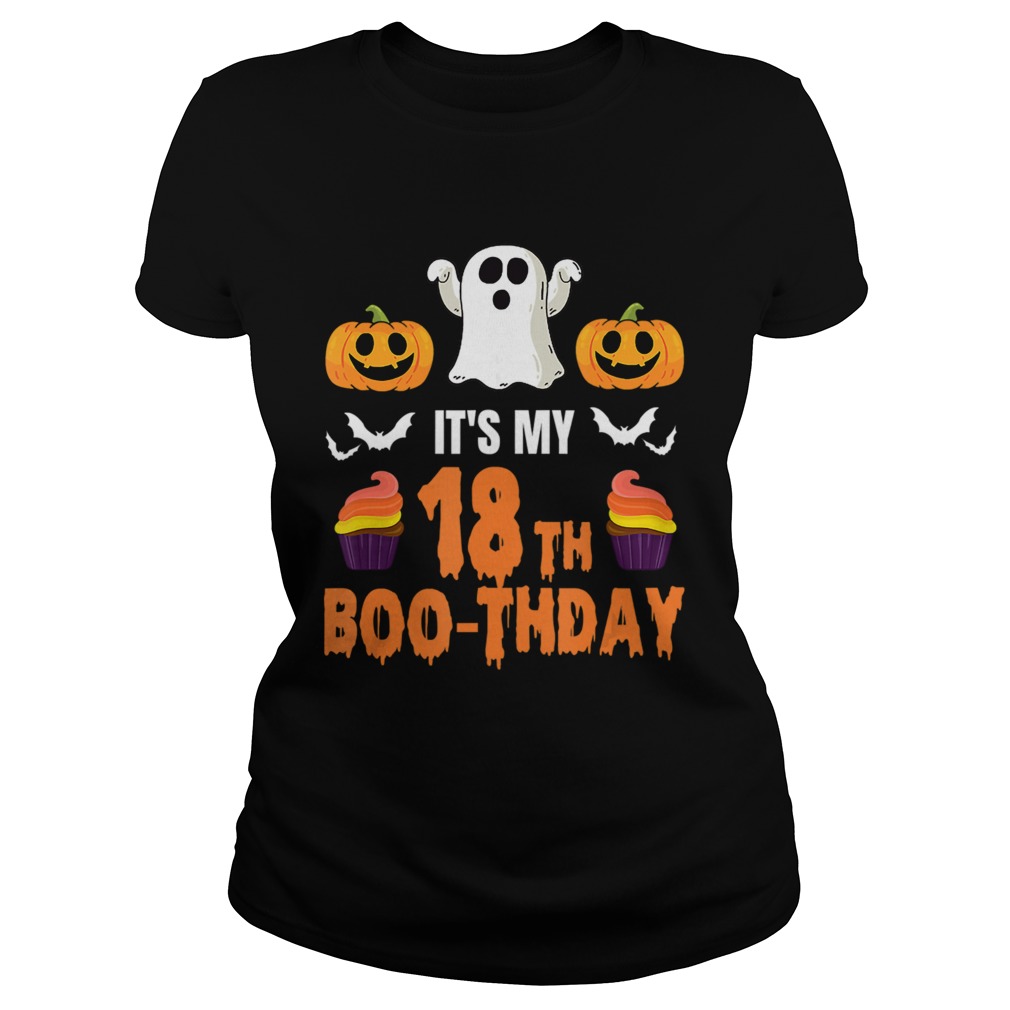 1571796006Halloween 18th Birthday Boo-thday T-Shirt Classic Ladies