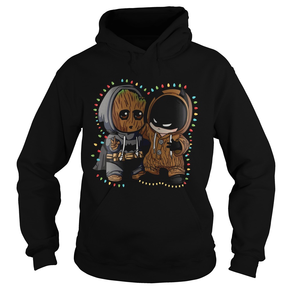 Baby Groot Batman lights Christmas Hoodie