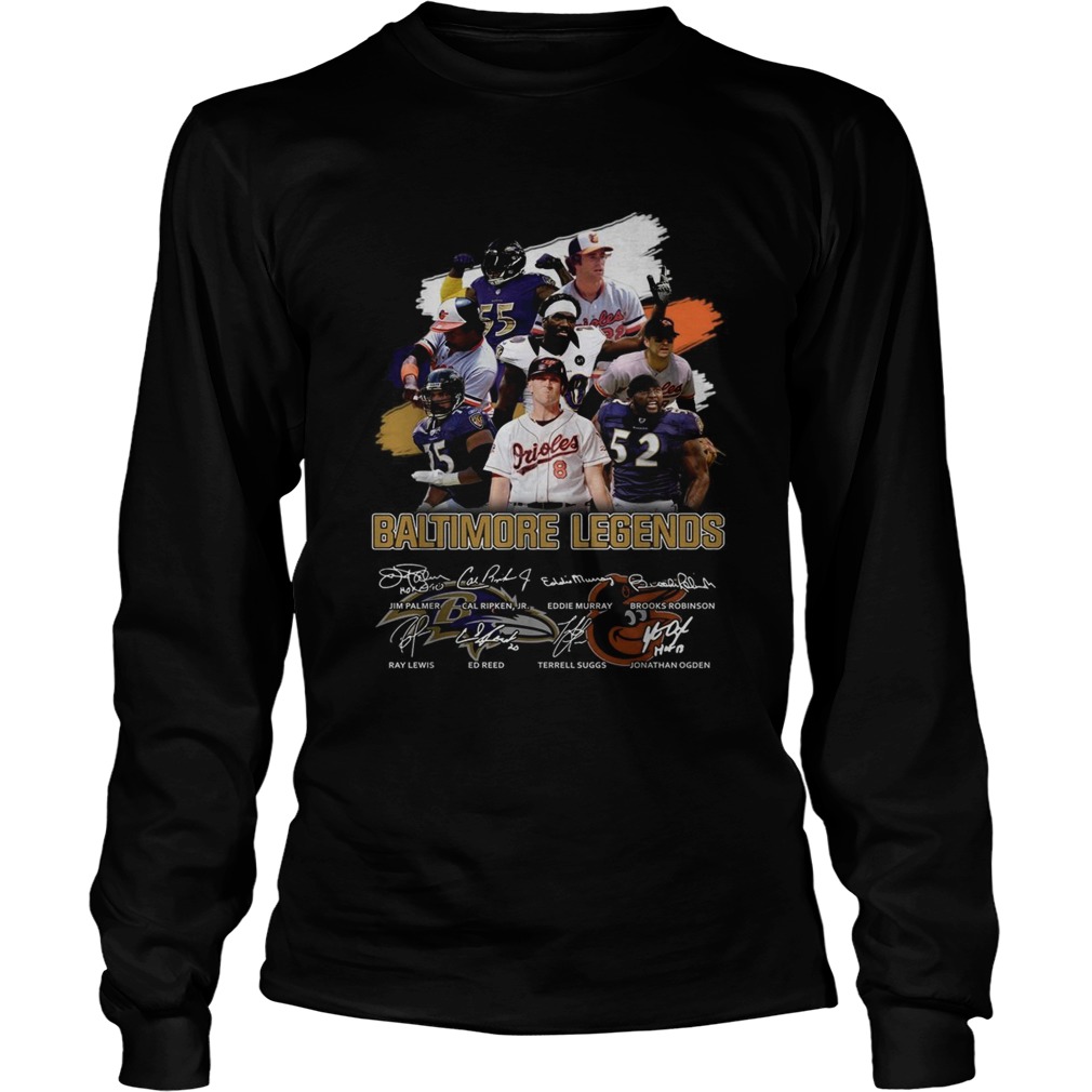 Baltimore Ravens Legends team player signatures LongSleeve