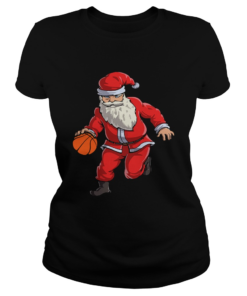 Basketball Santa Funny Christmas Gift with Hat Ball Sport TShirt Classic Ladies