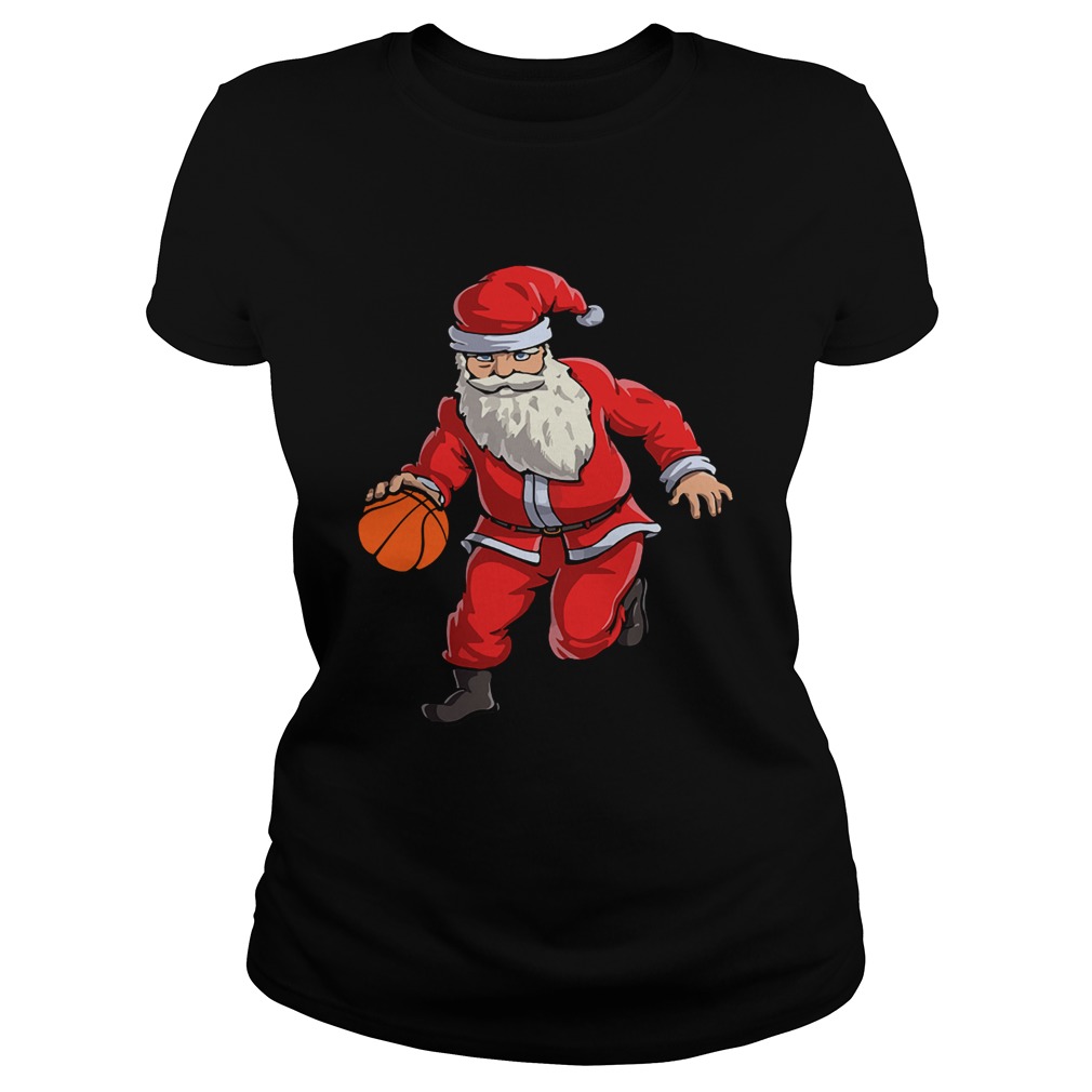 Basketball Santa Funny Christmas Gift with Hat Ball Sport TShirt Classic Ladies