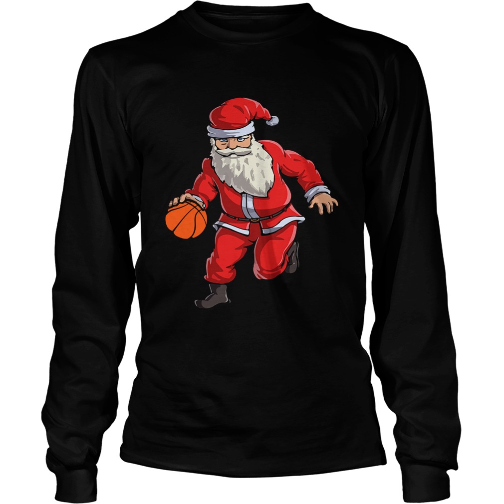 Basketball Santa Funny Christmas Gift with Hat Ball Sport TShirt LongSleeve