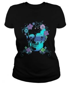 Beautiful Skull and Flowers Halloween Rave Concert  Classic Ladies