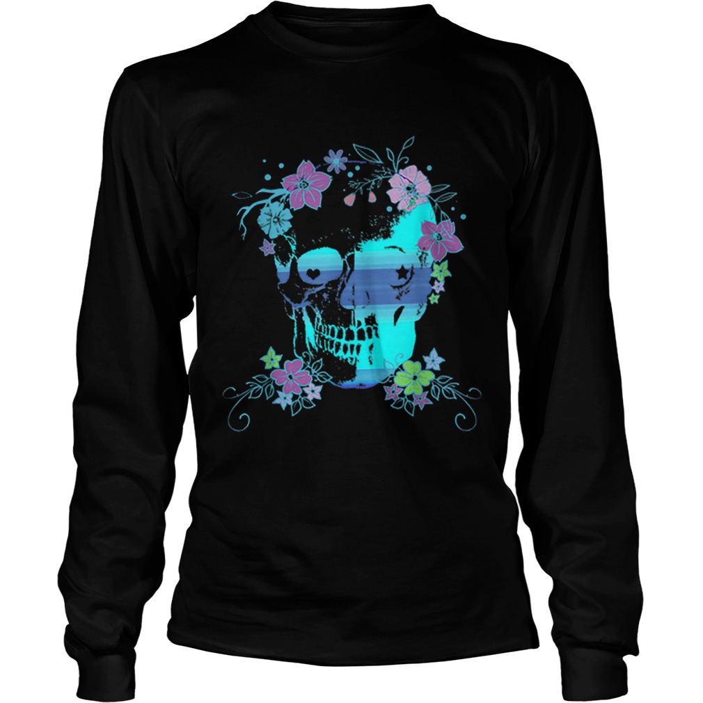 Beautiful Skull and Flowers Halloween Rave Concert LongSleeve