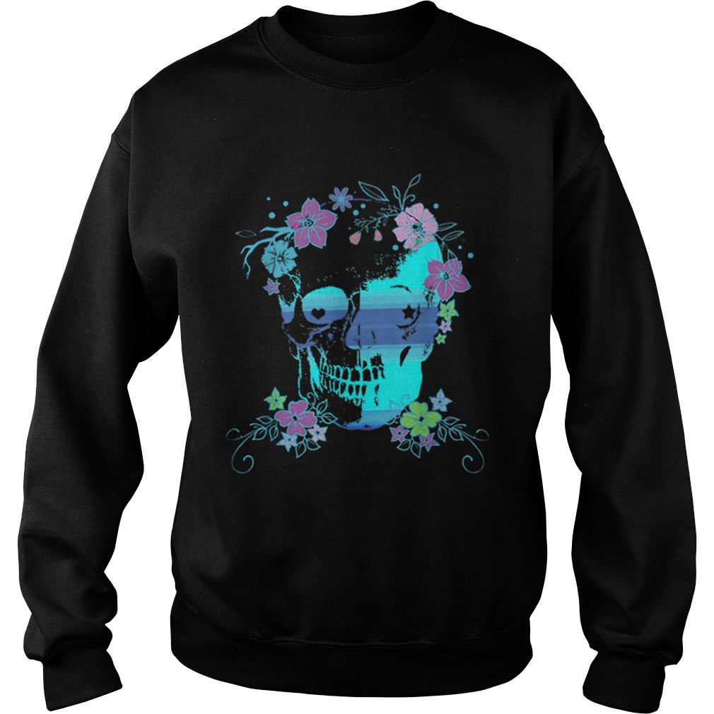 Beautiful Skull and Flowers Halloween Rave Concert Sweatshirt