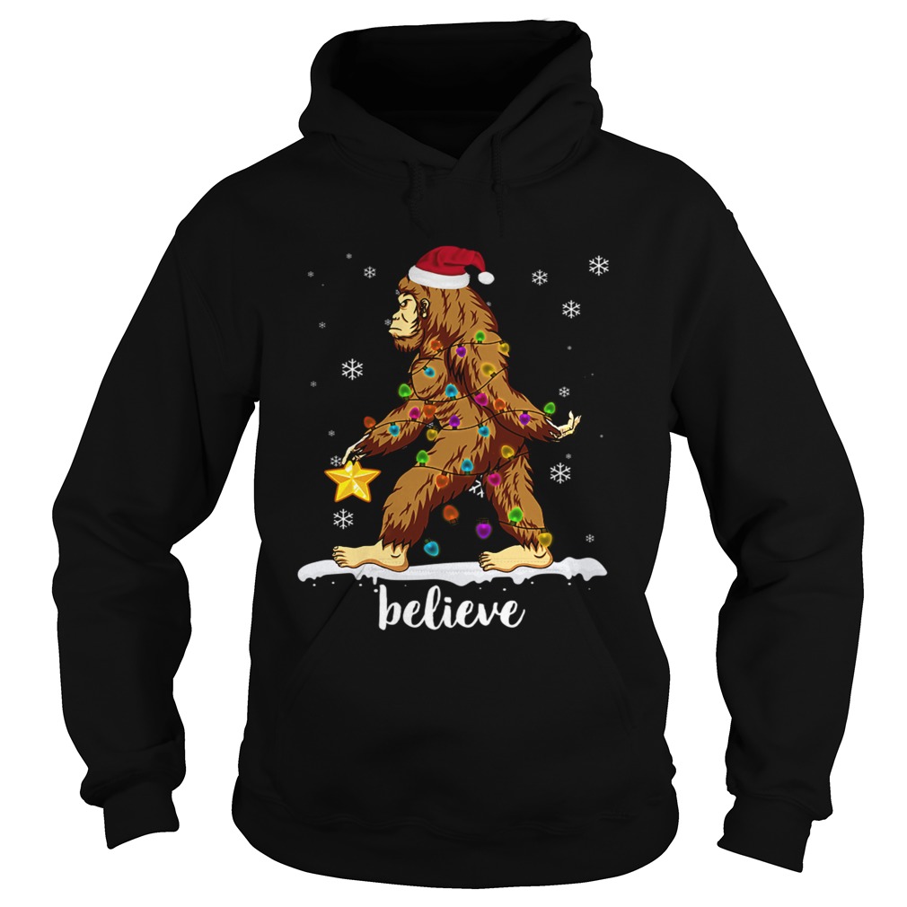 Bigfoot Christmas Tree Believe T Hoodie